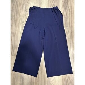 Navy Blue Wide Leg Cropped Pants stretch Tie nautical small
